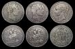 London Coins : A187 : Lot 2628 : Crowns (6) 1818 LVIII VG, 1819 LIX VG, 1844 Cinquefoil stops on edge, About Fine, 1845 Cinquefoil st...