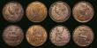 London Coins : A187 : Lot 2790 : Halfpennies (8) 1860 Beaded Border Freeman 258 dies 1+A, NVF/VF cleaned and retoned, with some spots...