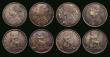 London Coins : A187 : Lot 2835 : Pennies (8) 1865 Freeman 50 dies 6+G, Good Fine, 1867 Freeman 53 dies 6+G Good Fine for wear, with s...