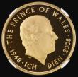 London Coins : A188 : Lot 1245 : Five Pound Crown 2008 Prince Charles 60th Birthday Gold Proof S.L19 in an NGC holder and graded PF69...