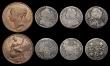 London Coins : A188 : Lot 1871 : Shillings (3) 1721 Plain in angles, ESC 1171, Bull 1577, Fair, 1737 Roses and Plumes ESC 1200, Bull ...