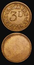 London Coins : A188 : Lot 525 : Threepence Tokens (2) Wortley Working Mens Institute 24mm diameter in bronze Good Fine with some lig...