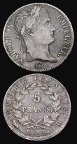 London Coins : A188 : Lot 789 : France (2) Five Francs An 12M Toulouse Mint, KM#660.8 VG, 1811B KM#694.2 Near Fine