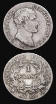 London Coins : A188 : Lot 790 : France (2) One Franc An 12A, Paris Mint, KM#649.1 Fine/Near Fine, Quarter Franc An 12 Paris Mint KM#...