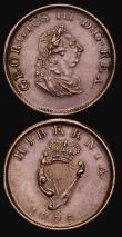 London Coins : A188 : Lot 871 : Ireland (2) Halfpenny 1805 S.6621 VF, Farthing 1806 S.6622 NEF with traces of lustre