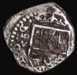 London Coins : A188 : Lot 943 : Spain Two Reales Cob 1628 (last digit unclear) MD V, 6.02 grammes, Fine with partial legend visible,...