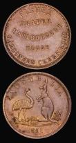 London Coins : A189 : Lot 890 : Australia Tokens (2) Penny Token 1858 Holloways Pills and Ointments KM#Tn278.1 Fine with a scuff by ...