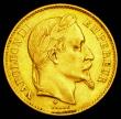 London Coins : A189 : Lot 952 : France 20 Francs Gold 1869BB Strasbourg Mint KM#801.2 GVF