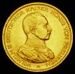 London Coins : A190 : Lot 1255 : German States - Prussia 20 Marks Gold 1914A KM#537 UNC and lustrous, the obverse with some contact m...