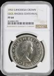 London Coins : A190 : Lot 1429 : Southern Rhodesia Crown 1953 Proof Cecil Rhodes Centenary KM#27 FDC and graded PF64 by NGC rare in t...