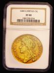 London Coins : A190 : Lot 1777 : Five Guineas 1688 second bust with a deep orange toning and graded XF40 by NGC
