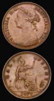 London Coins : A190 : Lot 2002 : Halfpenny 1879 EF and Halfpenny 1880 Freeman 340 dies 15+P GEF/AU