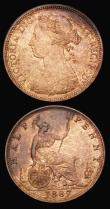 London Coins : A190 : Lot 2003 : Halfpenny 1886 Freeman 356 dies 17+S UNC with some subdued lustre, a thin scratch obverse and the od...