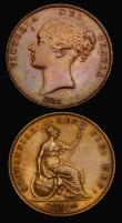 London Coins : A190 : Lot 2070 : Penny 1858 8 over 3 Peck 1515 VF with a gentle edge bruise and Penny 1858 Small Date Peck 1517 EF