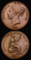 London Coins : A190 : Lot 2071 : Penny 1858 Large Date with W.W. Peck 1517 EF with traces of verdigris in places and Penny 1858 8 ove...