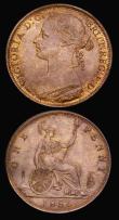 London Coins : A190 : Lot 2133 : Penny 1886 Freeman 123 dies 12+N AU with some subdued lustre and a scratch obverse and Penny 1887 Fr...