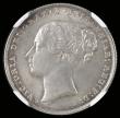 London Coins : A190 : Lot 2204 : Shilling 1858 Unc retaining some mint brilliance and with a pleasing peripheral tone reverse graded ...