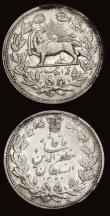 London Coins : A191 : Lot 1012 : Iran 5,000 Dinars (2) AH1320 (1902) KM976 and SH1308 (1929) KM1106 both EF or near so, the 1902 with...