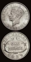 London Coins : A191 : Lot 1097 : Seychelles 1 Rupee (2) 1939 EF and 1954 Choice Unc