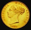 London Coins : A191 : Lot 1573 : Half Sovereign 1850 Marsh 424 EF/AU with a few minor scuffs obverse, Rare and rated R3 by Marsh, thi...