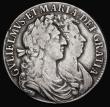 London Coins : A191 : Lot 1637 : Halfcrown 1689 First Shield, Caul only frosted, with pearls, ESC 505, Bull 831 Bold Fine-VF 