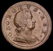 London Coins : A191 : Lot 1751 : Halfpenny 1722 inverted A for V in GEORGIVS bold and pleasant VF Peck 802 rated R rare by Peck