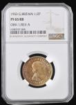 London Coins : A191 : Lot 1785 : Halfpenny 1953 Obv 1 Rev A as Freeman 463 (the currency issue, with M.G. weakly struck and vertical ...