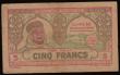 London Coins : A191 : Lot 202 : France Vichy Government North Africa 5 Francs ND(1943) S/N 183482 VF, (France Bon Pour Cinq Francs C...