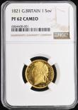 London Coins : A191 : Lot 2048 : Sovereign 1821 Proof S.3800 NGC PF62 CAMEO and a rarely offered proof issue
