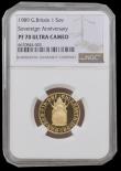 London Coins : A191 : Lot 2143 : Sovereign 1989 500th Anniversary of the First Gold Sovereign S.SC3 in an NGC holder and graded PF70 ...