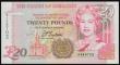 London Coins : A191 : Lot 218 : Guernsey 20 Pounds Pick 58a (BY GU63a) ND 1996 Thomas De La Rue Print signature Trestain serial numb...