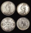 London Coins : A191 : Lot 2232 : 1887 Jubilee Head Coinage (6) Double Florin Roman I, Halfcrown, Florin (3), 6d (2) both types, 3d to...