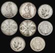 London Coins : A191 : Lot 2330 : Silver in high grades (8) Double Florin 1887 Arabic 1 (2), Halfcrowns 1902 (currency), 1914, 1915, 1...