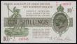 London Coins : A191 : Lot 35 : Ten Shillings Warren Fisher T33 issued 1927 first series T/11 prefix, Northern Ireland in title, EF