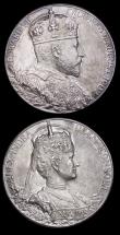 London Coins : A191 : Lot 801 : Official Royal Mint Silver Issues (2) 1897 Diamond Jubilee 26mm Eimer 1817b, 1902 Coronation 31mm bo...