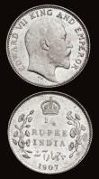 London Coins : A191 : Lot 984 : India 1907 (2) 1/4 Rupee and 2 Annas bright AU - Unc