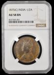 London Coins : A191 : Lot 992 : India Half Anna 1875 Calcutta Mint KM#468 NGC AU58BN