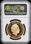 London Coins : A192 : Lot 1035 : Five Pounds 2022 Platinum Jubilee Gold Proof FDC in an NGC Holder Graded PF70 ULTRA CAMEO