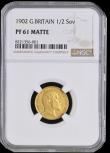 London Coins : A192 : Lot 1137 : Half Sovereign 1902 Matt Proof, Marsh 505A, S.3974A, NGC PF61 MATTE