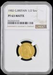 London Coins : A192 : Lot 1139 : Half Sovereign 1902 Matt Proof, Marsh 505A, S.3974A, NGC PF63 MATTE