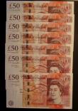 London Coins : A192 : Lot 120 : Fifty Pounds Salmon, Boulton and Watt 2011 B410 (7) a collection of --01 prefixes AA01 FIRST RUN AA0...