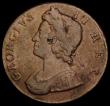 London Coins : A192 : Lot 1261 : Halfpenny 1734 4 over 3 Peck 846 Fine with a dig on the portrait, Ex-Nicholson collection 2003 item ...