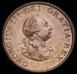 London Coins : A192 : Lot 1265 : Halfpenny 1799 5 Incuse gunports Peck 1248 EF