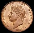 London Coins : A192 : Lot 1268 : Halfpenny 1827 Peck 1438 UNC with good subdued lustre and contact marks on the King's neck