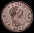 London Coins : A192 : Lot 1335 : Penny 1806 No Incuse Curl, Peck 1343 AU but once lightly cleaned or dipped in olive oil or something...