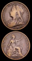 London Coins : A192 : Lot 1445 : Penny 1895 (2) both types - Penny 1895 2mm Freeman 139 dies 1+A Fine and Penny 1895 Freeman 141 dies...
