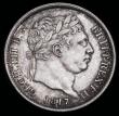 London Coins : A192 : Lot 1524 : Shilling 1817 ESC 1232, Bull 2144 Unc with some uneven toning obverse
