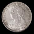 London Coins : A192 : Lot 1558 : Shilling 1900 ESC 1369, Bull 3165 UNC and lustrous, the obverse with hints of golden toning, in an L...