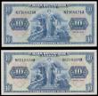 London Coins : A192 : Lot 157 : Germany - Federal Republic Bank Deutscher Lander 10 Marks 1949  Pick 16a (2) both VF or better 