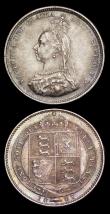 London Coins : A192 : Lot 1607 : Shillings Victoria Jubilee Head (2) 1887 Unc and nicely toned and 1890 EF/AU